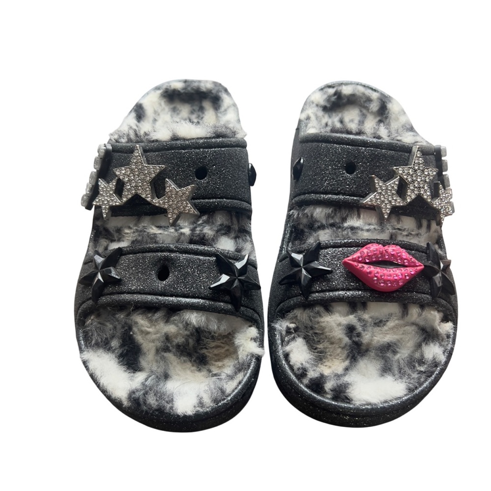 Crocs Cozzzy Disco Glitter Sandals Size 6 - Picture 1 of 7